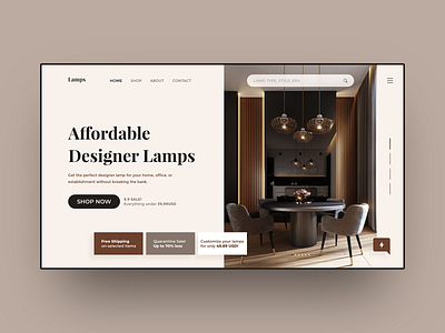 Lamps Shop Landing business clean ecommerce elegant furniture house lamps modern shop shopify ui ux website