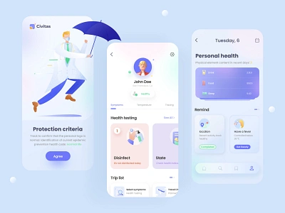 Covid-19 gradient page app illustration ui web