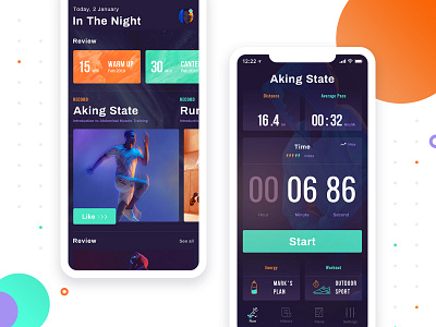 Design of a Night Running App design icon ui ux