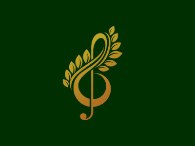 elegant music nature app leaf logo modern music note simple