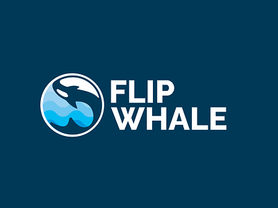 Flip Whale Logo Design 3d app blue branding business circle custom design graphic design illustration logo logo designer logo. logo design modern ocean simple vector whale