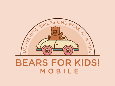 BEARS FOR KIDS app bear branding car cartoon design illustration logo mobile modern simple travel ui ux vector