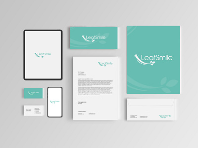 Leaf Smile brand identity branding custom logo dental dentist logo design brand icon identity leaf logo logomark logotype moden nature simple design smile stationary design unique