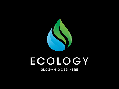 ecology nature leaf with water logo