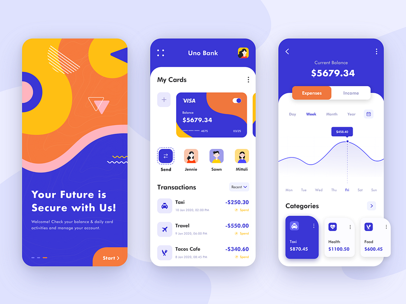 UNO Bank App by Bhavna Kashyap for Nickelfox - UI/UX Design on Dribbble