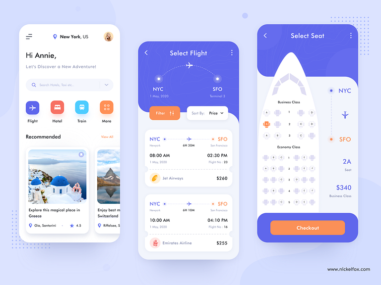 Flight Booking - App Concept by Bhavna Kashyap for Nickelfox - UI/UX ...