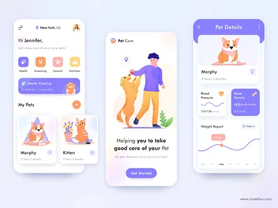 Pet Care App Concept app blur consulting dashboard fitness app food gradients grooming healthcare hospital illustration login managment mobile app nutrition pet pet care splash web website