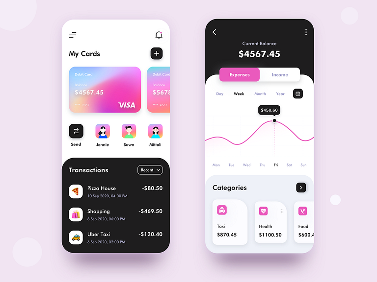 Bank App Concept by Bhavna Kashyap for Nickelfox - UI/UX Design on Dribbble