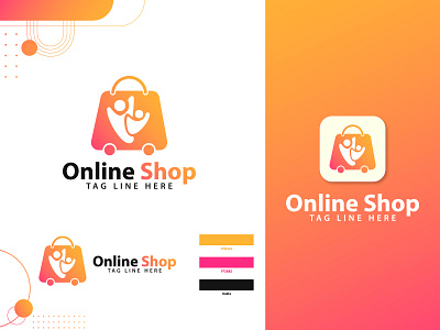Online Shop Logo Design app branding design ecommerce flat icon logo minimal online logo online marketing online shop online shopping vector