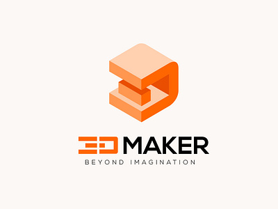 3D Maker Logo 3d business isometric logo logogram logotype maker object oranye perspective printting