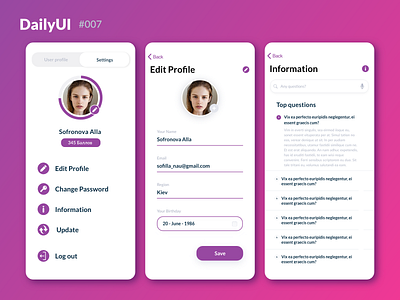 Daily UI :: 007 - Settings dailylogochallenge design flat interface mobile app ui ux