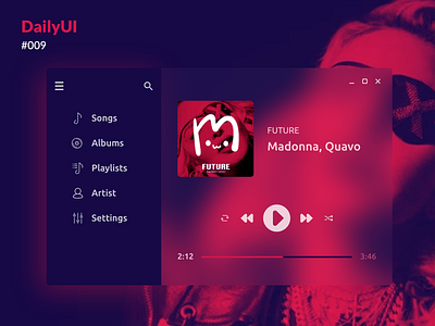 Daily UI :: 009 - Music Player dailylogochallenge design desktop design interface ui ux