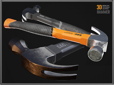 3D hammer 3d model hammer realistic rusted tool