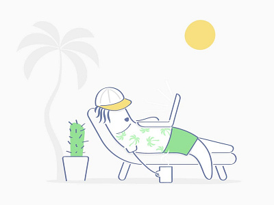 Relax character design funny happy illustration palm relax summer