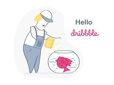 Hello Dribbble! cartoon character cute debut design funny hello hello dribbble illustration