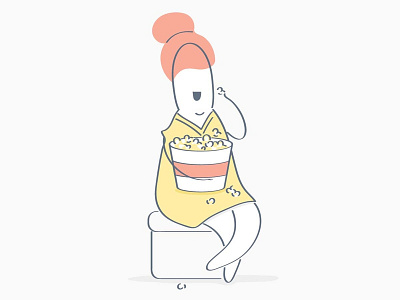 Popcorn:) cartoon character cute design funny girl happy illustration popcorn wath