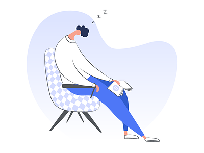 Guy is tired:) book character chillout cute design funny guy holiday home illustration modern relax sleep sleeping tired ui