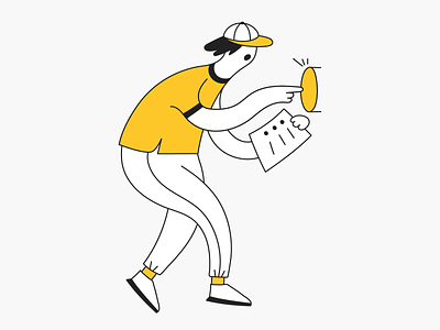 Push the button! action activate approve button character click cute design go guy illustration line line art outline press push result tasks vector yellow