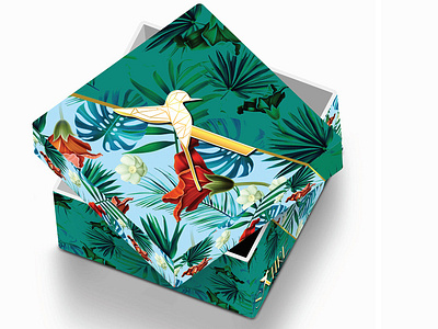 Tropical Jewelry box 3d adobe artistic bird bird of paradise branding design exotic fresh colors identity illustration illustrator jewelry logo luxury brand photoshop vector