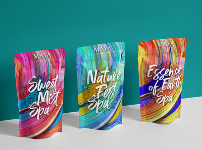 Maya Spa package 3d aqua artistic branding colorful concept design festivals identity luxury brand nature packagedesign paint spa