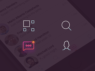 Navigation Icons bicolor feed gradient home iconography icons messages outlines profile search ui-ux