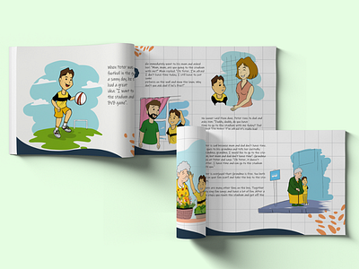 Peter und Oma gehen ins Stadion ENGLISCH art character children book design illustration illustrator vector