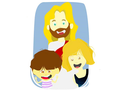 Kids with Jesus animation art character clean design flat illustration illustrator