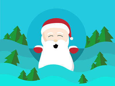 santa claus and the christmas trees art character design flat icon illustration vector