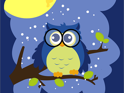 Owl intelegensia cute illustration intelligent owl night owl vector