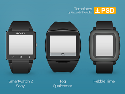 Smartwatch Template. Sony Smartwatch 2, Qualcomm, Pebble Time.