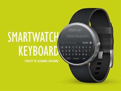 Smartwatch Keyboard Concept. Mockup Moto 360