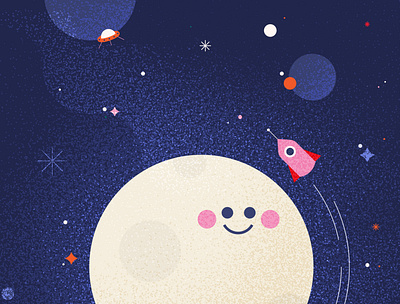 🌝 children cute galaxy graphic illustration illustrator karolienpauly kids moon nebula photoshop planet rocket space texture ufo vector