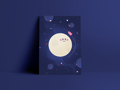 🌝 children cute elon musk galaxy graphic illustration illustrator karolienpauly kids moon nasa night rocket space spacex stars vector