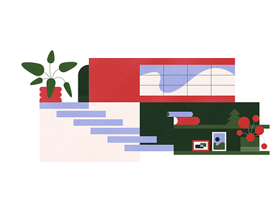 🏠 card geometric graphic graphic design house identity illustration illustrator interior karolienpauly modernist plants texture vector
