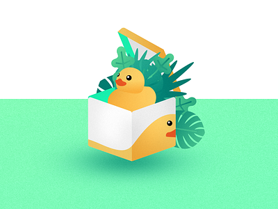 Duck In the Box 🦆📦 art box clean design duck flat green illustration illustrator jungle modern simple vector web