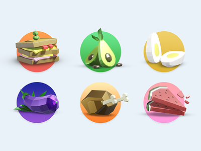 Delicious food icons for app 3d 3d models blender3d design icon icons illustration render