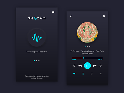 SHAZAM DARK MODE app design logo ui ux