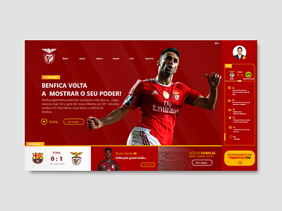 Sport Lisboa e Benfica - UI Re-design app art brand branding character clean design flat icon identity illustration illustrator lettering minimal re brand ui ux vector web website