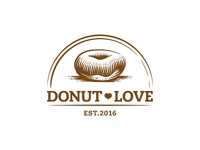 Donut Love Logo donut engraved illustration logo love woodcut