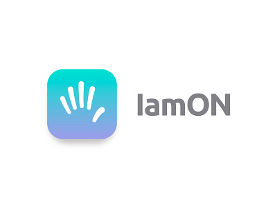 I am ON app Logo Design app hand minimal raise volunteer