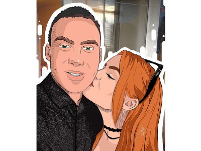 Couple in love araart boy girl kiss kissing newlyweds portrait selfie иллюстрация