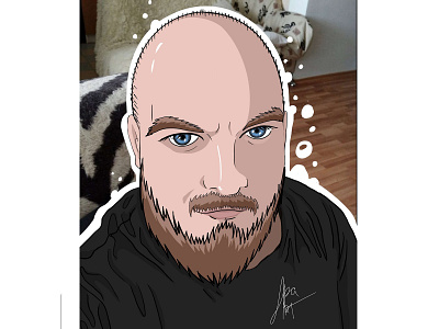brutal man araart bald head beard bearded man blue eyes brutal man portrait selfie вектор иллюстрация