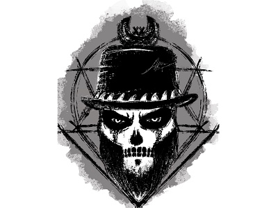 Voodoo skull achromatic araart black and white dad legba death halloween hats pentagram skull symbols voodoo иллюстрация
