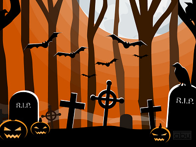 Сemetery. Halloween. halloween. вектор деревья иллюстрация кресты лес надгробия сemetery