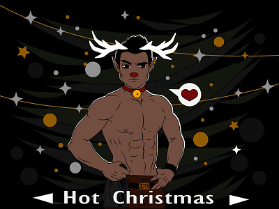 Guy in a deer costume boy costume deer elf guy horns hot hristmas naked new year rudolf sexy strip вектор иллюстрация