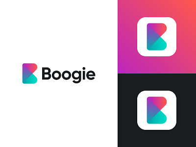 Logo concept for Boogie b letter b logo branding logo type car driving creative icon carpool shared drive colorful art design dynamic effect connection logo design logo design logos app logo designer for hire logo mark symbol minimalist flat modern monogram letter mark overlay overlap purchase sell remote connection connect people turquoise purple red blue colors