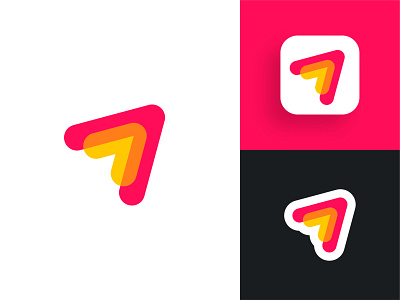 Logo design [for sale] arrow logo fresh colors logo design logo designer for hire minimalist flat modern monogram letter mark pink orange yellow colorful