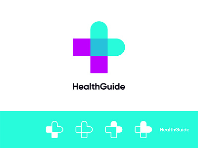 Logo concept HealthGuide abstract art arrow arrows head logo balance branding and identity client patient hospital cross dynamic effect geometric art health guide lifestyle icon app logo design logo designer logomark minimalist flat modern plus support human healthy technology turquoise purple