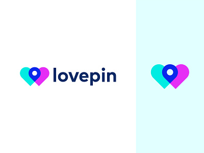 Logo Concept - lovepin abstract art branding and identity clever illustration smart visual colorful connect dynamic effect geometric art heart icon location pin logo design logo designer love hearts meeting dating app minimalist flat modern social network symbol mark turquoise blue purple