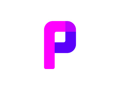 Letter P clever concept connected connecting connection creative colorful geometric art interaction technology tech letterpress logo design logo designer minimalist flat modern monogram letter mark overlay overlapping p logo pink purple colors smart logo virtual marketing app